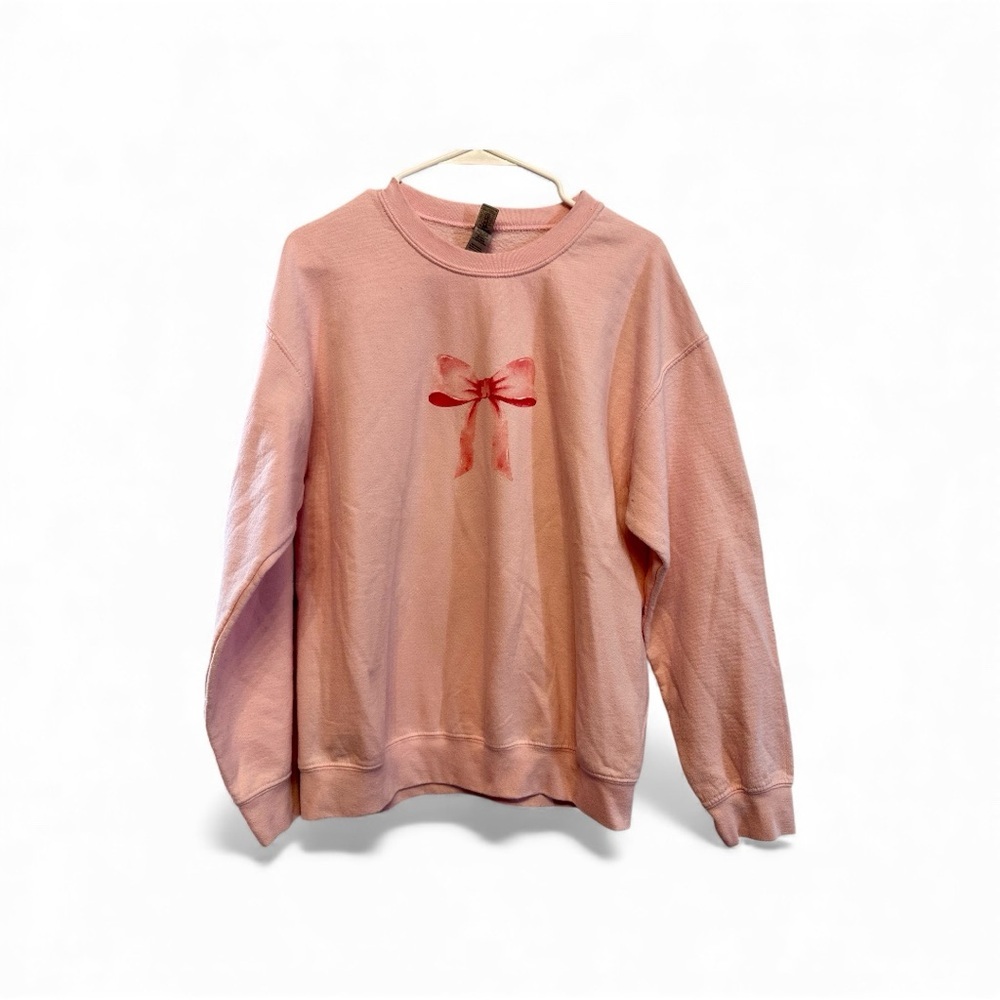 Coquette Vibes Pink Sweater with Pink Bow Design Medium